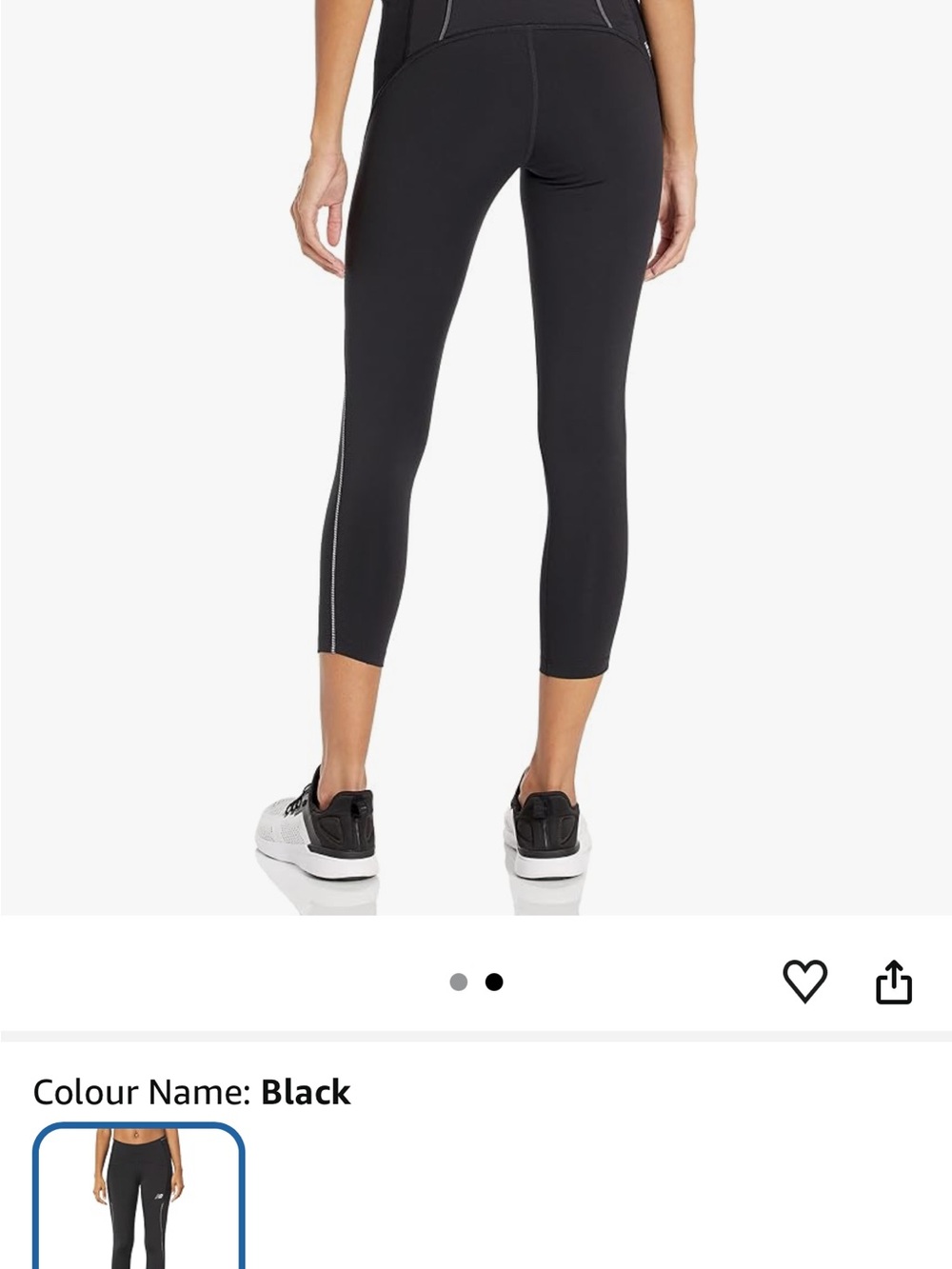New Balance Black Cropped Leggings with Side Reflective Stripe